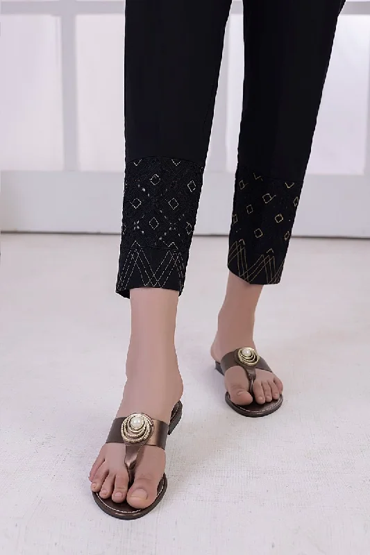 Lakhany 01 Piece Embroidered Trousers - LSM-T-3102 (B) Wide Leg Loose Fit Mid Waist
