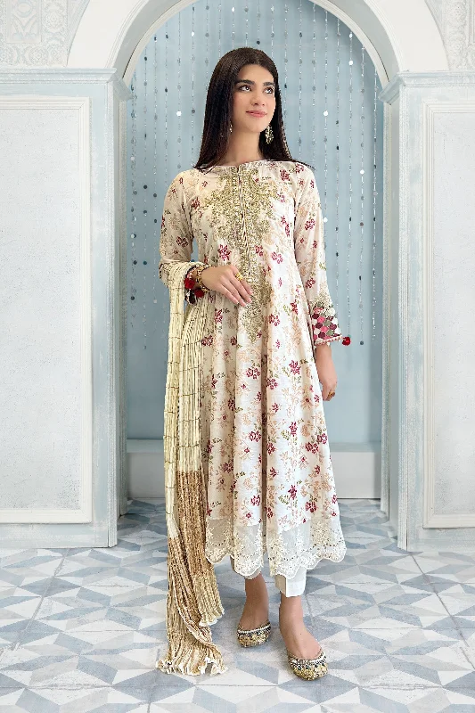 Elegant Pakistani Long Frock with Trousers and Dupatta Trousers Fleece Cozy