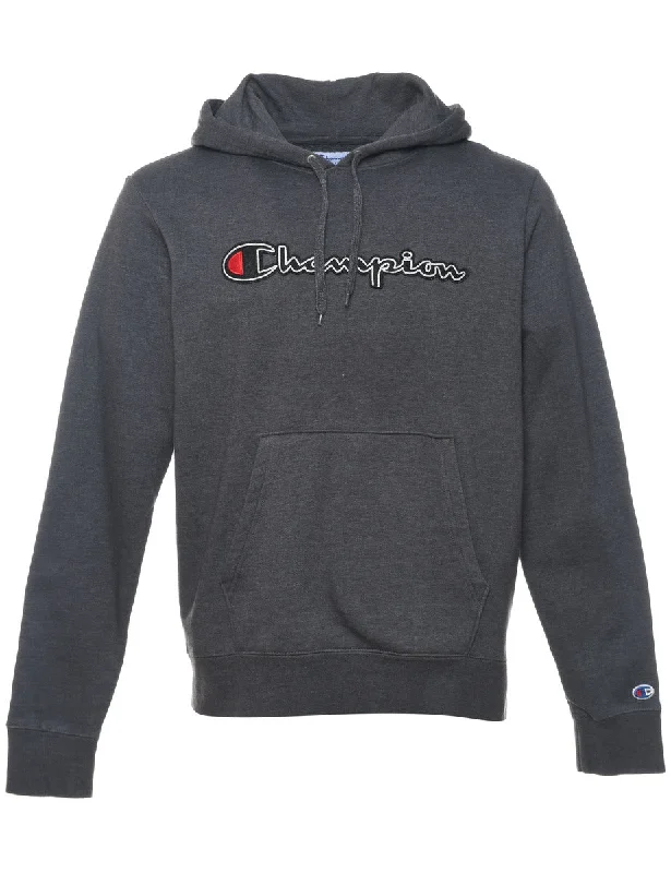 Champion Hooded Grey Classic Sweatshirt - M Hoodie with Fur Luxurious Winter