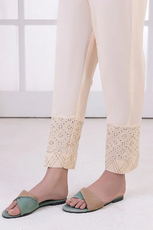 Lakhany 01 Piece Embroidered Trousers LSM-T-3102 (BG) Cropped Trousers Casual Linen