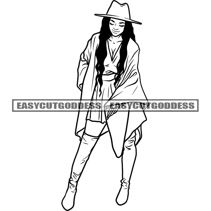African American Sexy Woman Smile Face Afro Model Woman Standing Wearing Coat And Hat Long Hairstyle Design Element SVG JPG PNG Vector Clipart Cricut Silhouette Cut Cutting Three-Quarter Sleeve Elbow Sleeve Wrist Sleeve African American Sexy Woman Smile Face Afro Model Woman Standing Wearing Coat And Hat Long Hairstyle Design Element SVG JPG PNG Vector Clipart Cricut Silhouette Cut Cutting Three-Quarter Sleeve Elbow Sleeve Wrist Sleeve