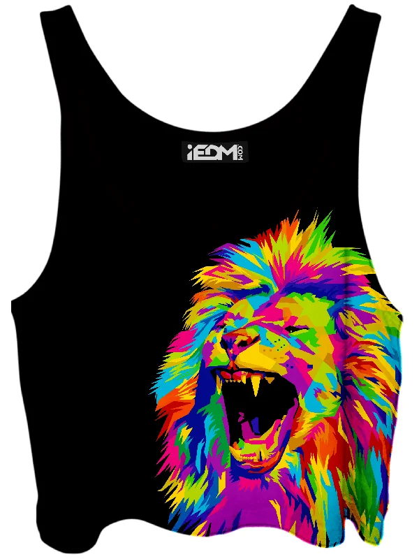 Psychedelic Lion Crop Top Iron Safe Non-Iron Wrinkle Free