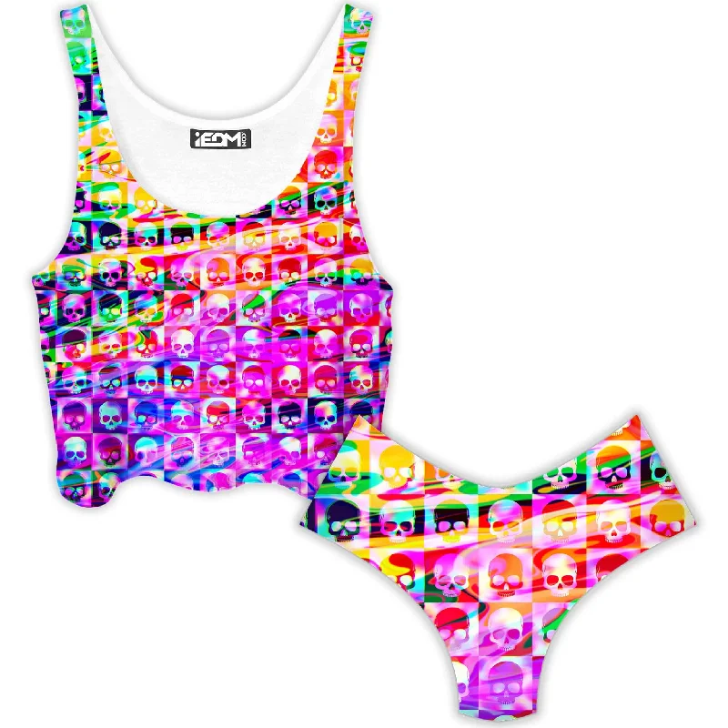 Skull Fam Purple Crop Top and Booty Shorts Combo Summer Crop Top Casual Short Sleeve Skull Fam Purple Crop Top and Booty Shorts Combo Summer Crop Top Casual Short Sleeve