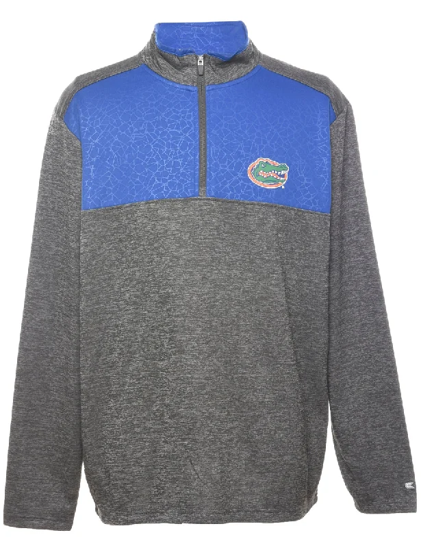 Blue & Grey Contrast Quarter-Zip Sweatshirt - XL Hoodie with Mock Neck Collared Structured Blue & Grey Contrast Quarter-Zip Sweatshirt - XL Hoodie with Mock Neck Collared Structured