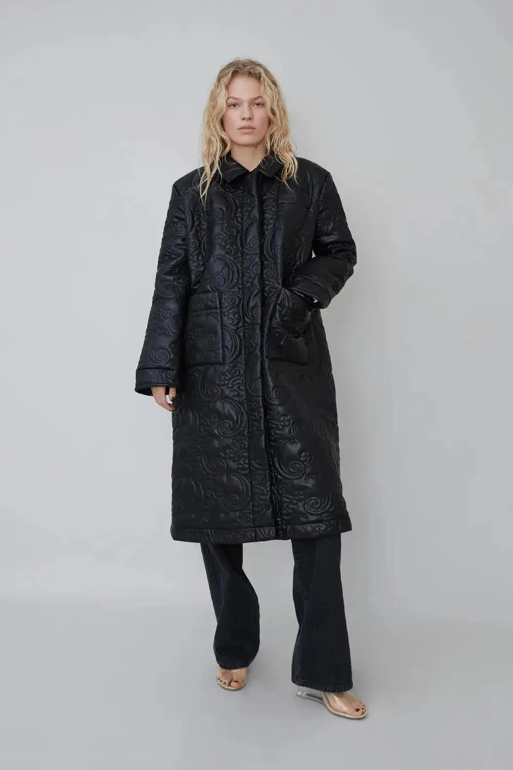 Beatrice Coat Black Raincoat Turtleneck Coat Wrap Coat