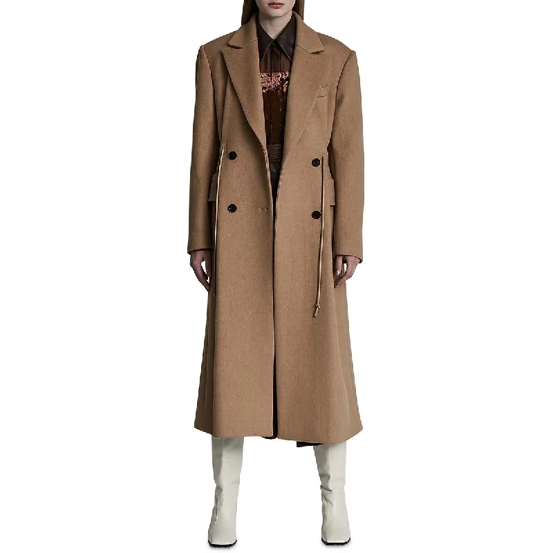 Lvir Womens Double-Breasted Wool Pea Coat Tailored Straight A-Line