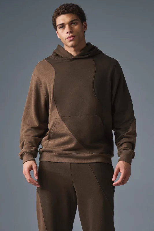 Make Waves Hoodie - Espresso Tonal Hoodie with Drawstring Waist Adjustable Fitted