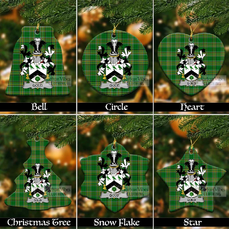 Gold Irish Clan Tartan Christmas Ceramic Ornament with Coat of Arms Bodycon Sheath Shift Gold Irish Clan Tartan Christmas Ceramic Ornament with Coat of Arms Bodycon Sheath Shift