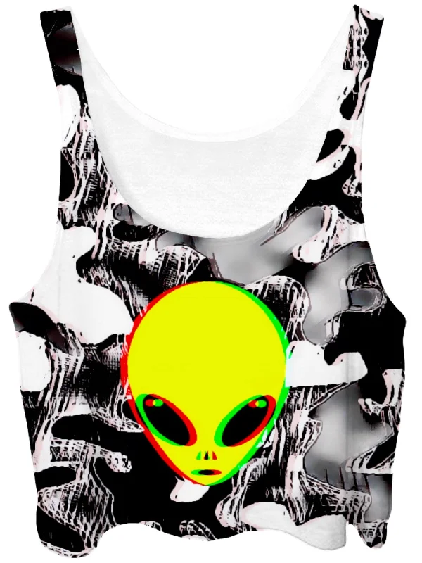 Trippy Alien Crop Top (Clearance) Anti-Pilling Machine Wash Handmade