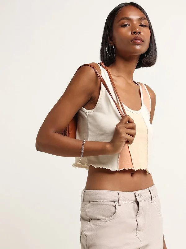 Nuon Multicolour Sleeveless Cotton Crop Top Cozy Warm Stylish
