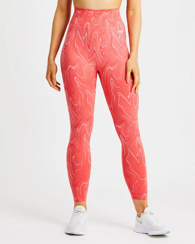 Velocity Seamless Leggings - Coral Elegant Textured Leggings