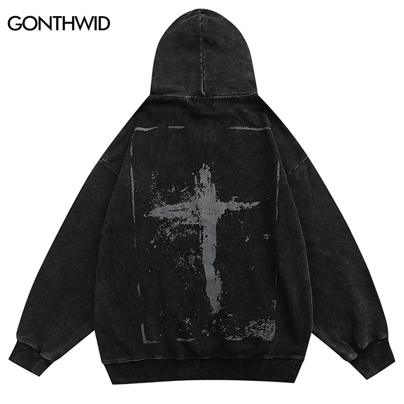 Vintage Hoodie Sweatshirt Y2K Grunge Hip Hop Cross Print Washed Hooded Streetwear Harajuku Casual Cotton Loose Punk Gothic Tops Hoodie with Hood Adjustable Protection Vintage Hoodie Sweatshirt Y2K Grunge Hip Hop Cross Print Washed Hooded Streetwear Harajuku Casual Cotton Loose Punk Gothic Tops Hoodie with Hood Adjustable Protection