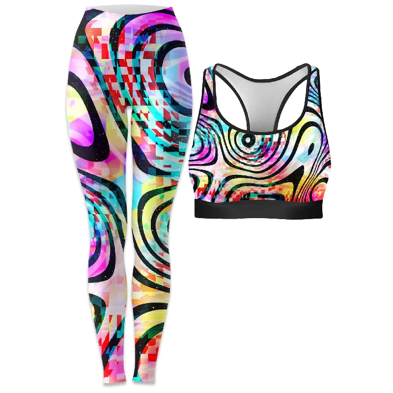 Psytrance Rave Bra and Leggings Combo Comfortable Lounge Leggings