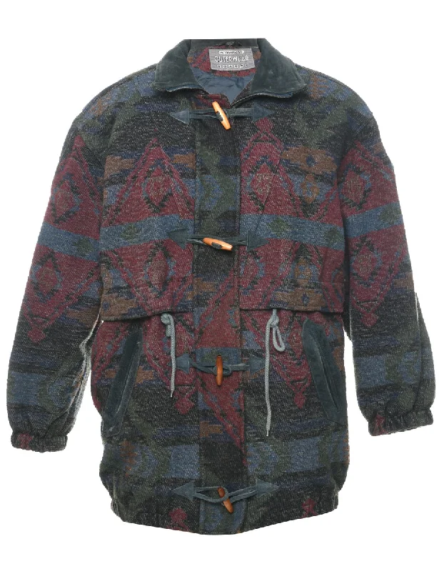 Aztec Print Coat - M Nylon Polyester Spandex