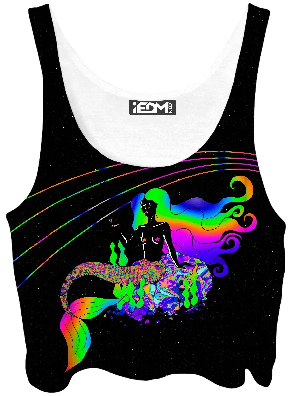 Neon Mermaid Crop Top Thin Crop Top Open Front Quick Dry
