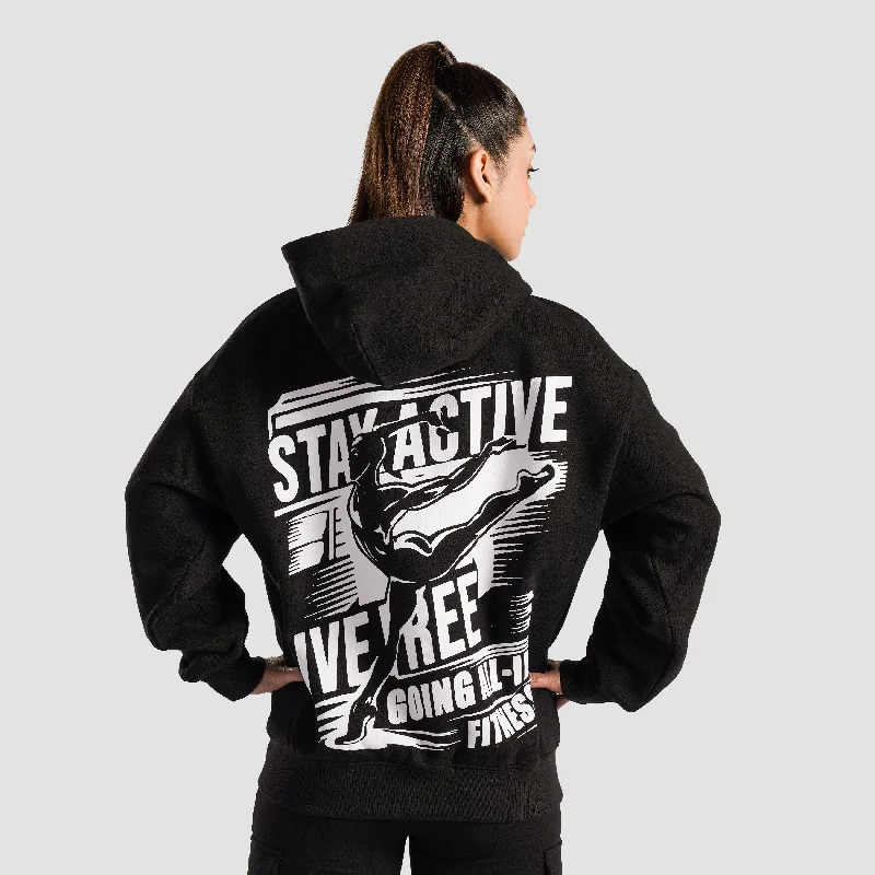 Essential Active Zipper Hoodie (Black) Hoodie with Lining Warm Insulated