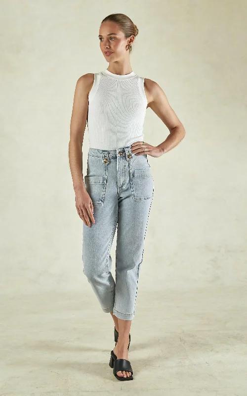 Stella Stretch High Waisted Denim Trousers Trousers versatile functional