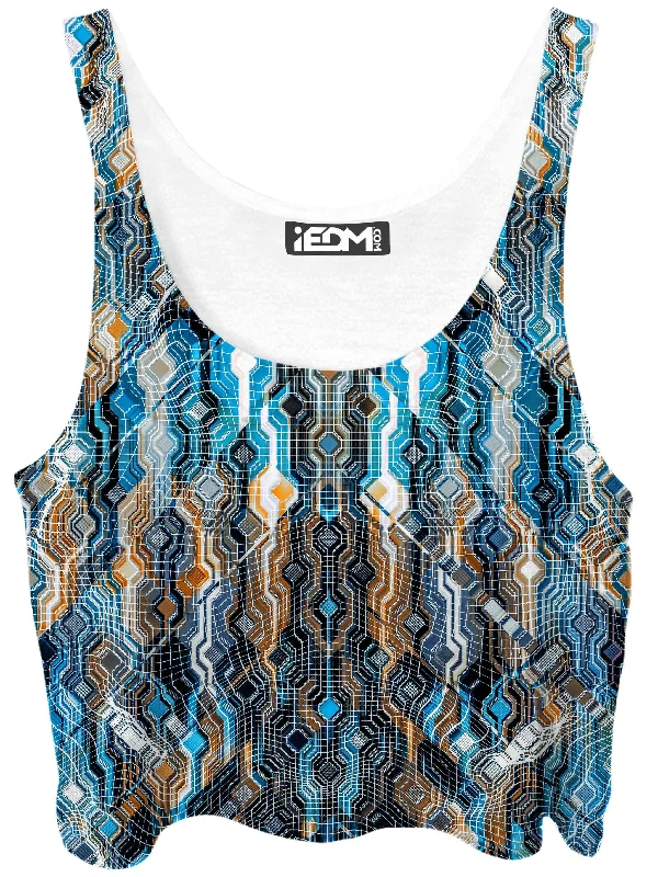 Fractional Data Crop Top Satin Blend Silk Blend Wool Blend