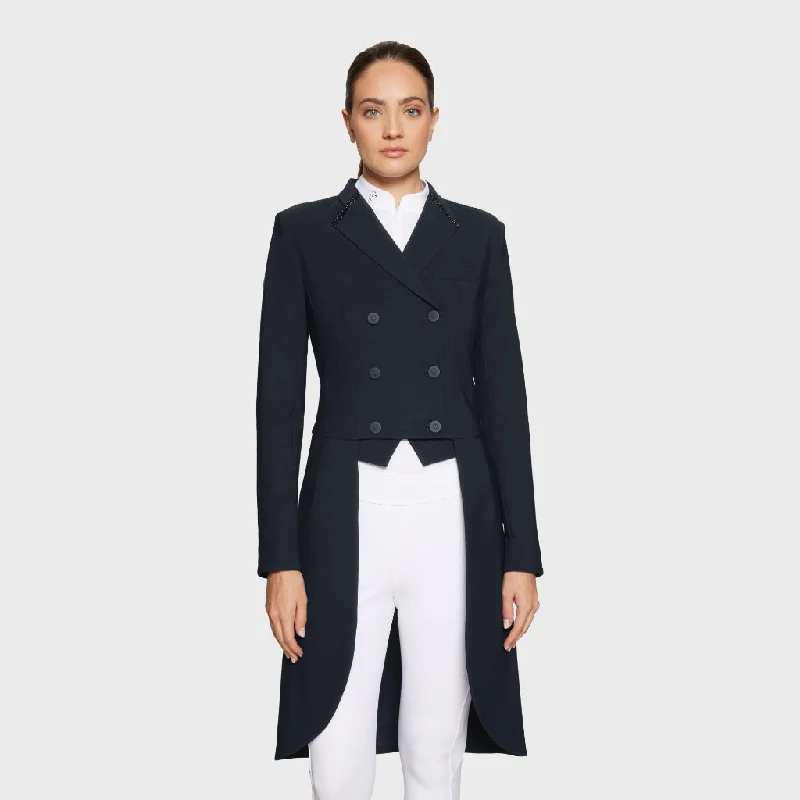 Samshield Frac Premium Dressage Tail Coat Navy Denim Leather Suede