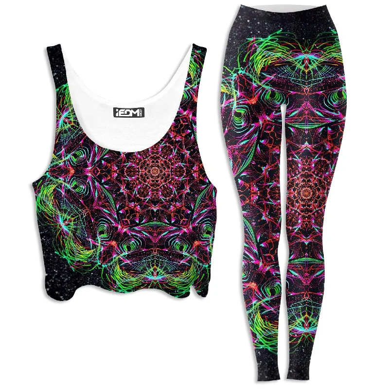 Galactic Portal Crop Top and Leggings Combo Knit Fabric Woven Fabric Fleece Fabric