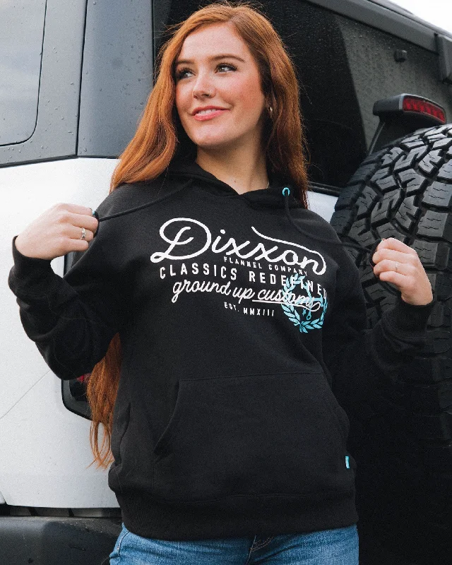Women's Tiffany Ground Up Customs Hoodie Pullover - Black Seamless Knit Pullover