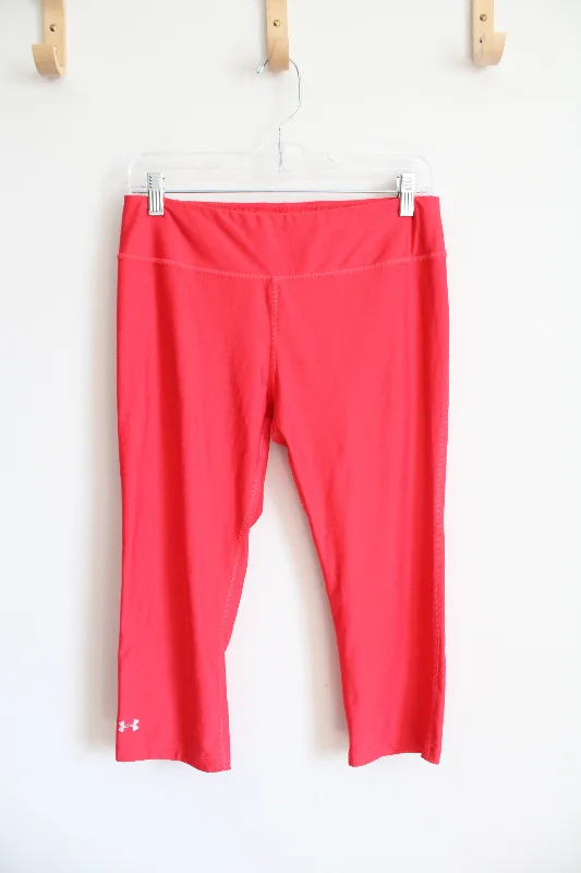 Under Armour Red Orange Athletic Capri Leggings | M Fashionable Full-Length Active Leggings