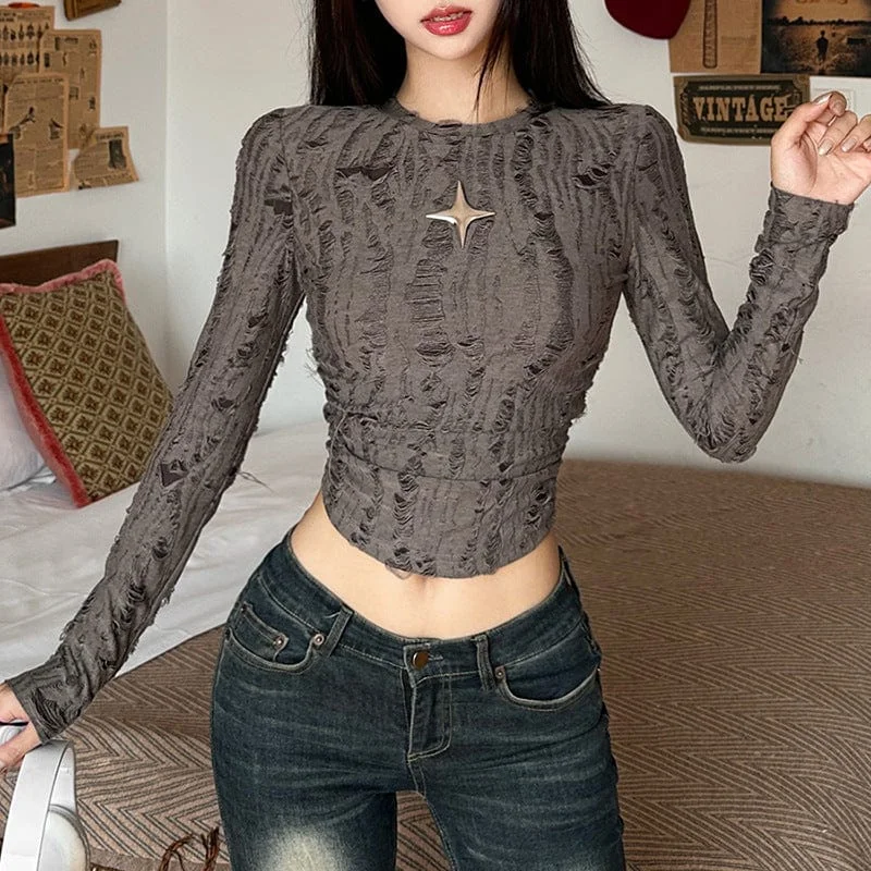 Women's Grunge Slim-fitted Long Sleeved Crop Top Lace Blend Ribbed Blend Corduroy Blend Women's Grunge Slim-fitted Long Sleeved Crop Top Lace Blend Ribbed Blend Corduroy Blend
