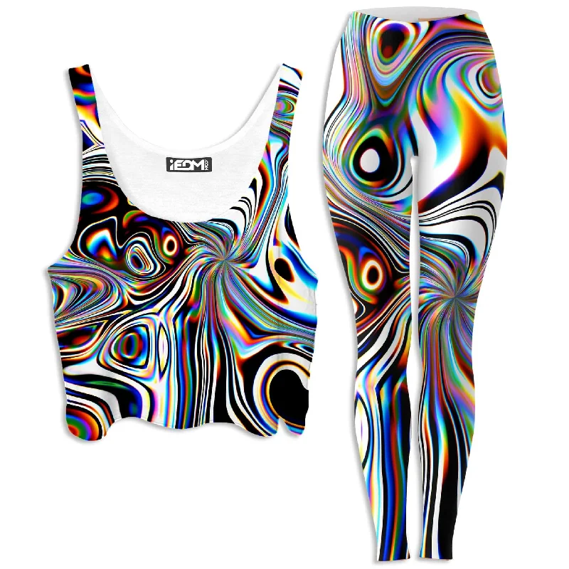 Oil Aura Crop Top and Leggings Combo Polka Dot Checkered Tartan