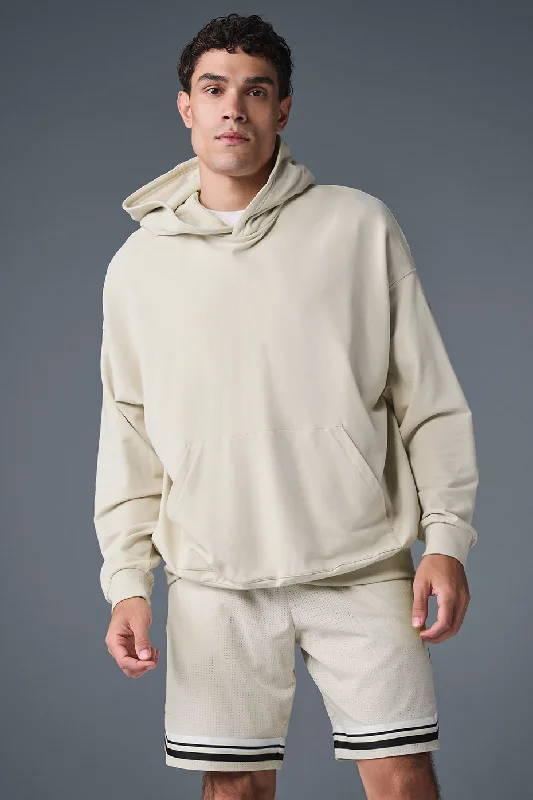 Double Take Hoodie - Bone Hoodie with Puffed Sleeves Voluminous Trendy
