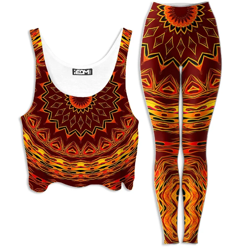 Chain Reaction Crop Top and Leggings Combo Print Jacquard Patchwork