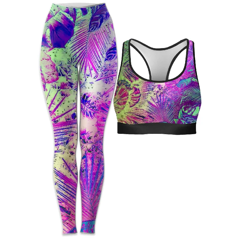 Junglist Holo Rave Bra and Leggings Combo Comfortable Sports Performance Tights