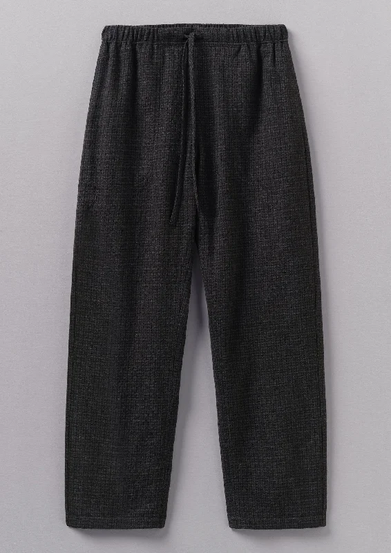 Suki Wool Cotton Seersucker Check Trousers | Carbon Trousers Running Lightweight