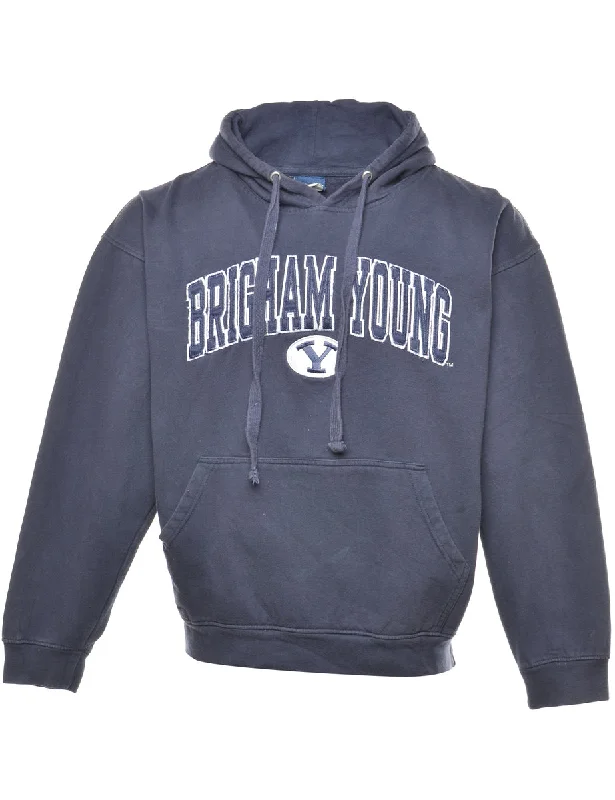 Brigham Young Embroidered Sweatshirt - L Hoodie with Zipper Placket Modern Functional Brigham Young Embroidered Sweatshirt - L Hoodie with Zipper Placket Modern Functional