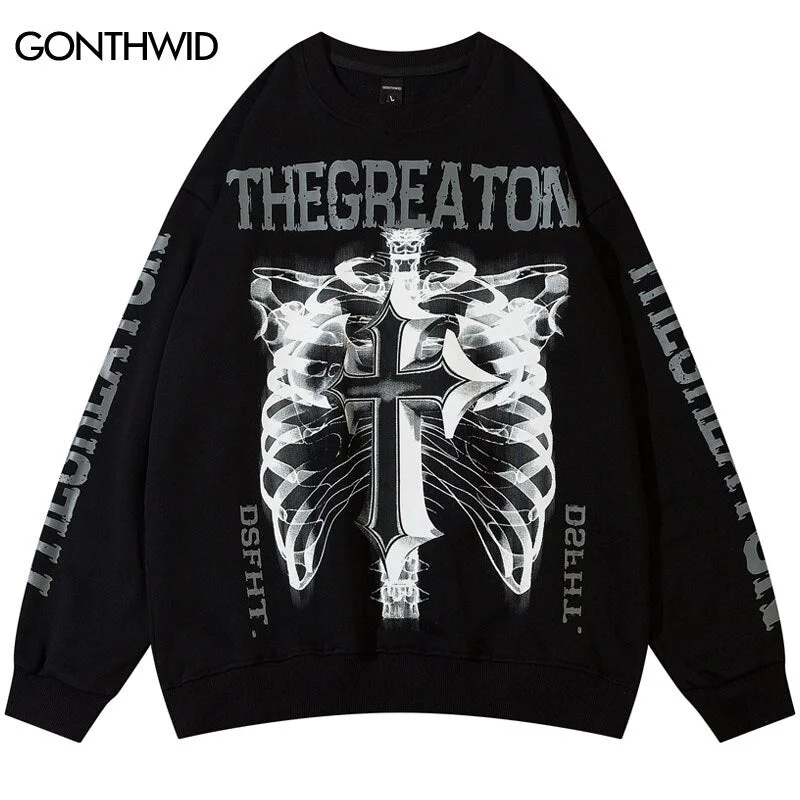 Hip Hop Sweatshirt Streetwear Grunge Skull Skeleton Print Punk Gothic Pullover 2023 Harajuku Casual Loose Hoodie Couple Hoodie with Crew Neck Simple Timeless Hip Hop Sweatshirt Streetwear Grunge Skull Skeleton Print Punk Gothic Pullover 2023 Harajuku Casual Loose Hoodie Couple Hoodie with Crew Neck Simple Timeless