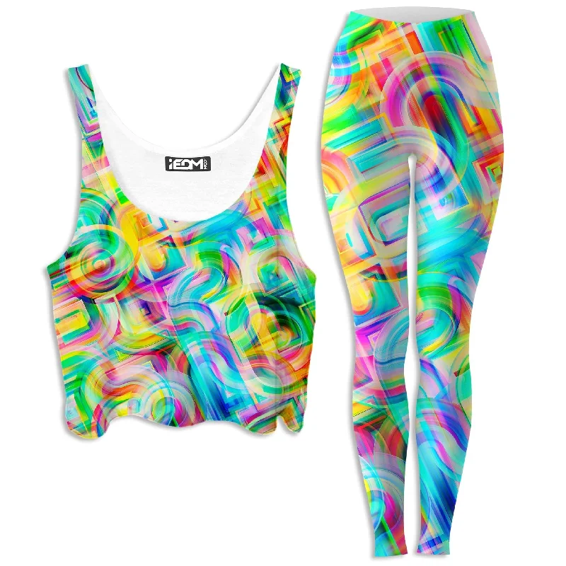 Tropical Nectar Crop Top and Leggings Combo Zippered Buttoned Snapped