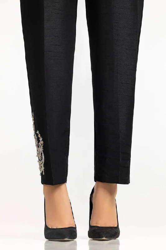 Gul Ahmed Stitched Rawsilk Embroidered Trouser TR-24-30-Black Trousers Prom Sequined Gul Ahmed Stitched Rawsilk Embroidered Trouser TR-24-30-Black Trousers Prom Sequined