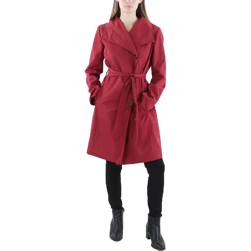 Kimi + Kai Womens Elsa Asymmetric  Trench Coat Hooded Caped Scarf