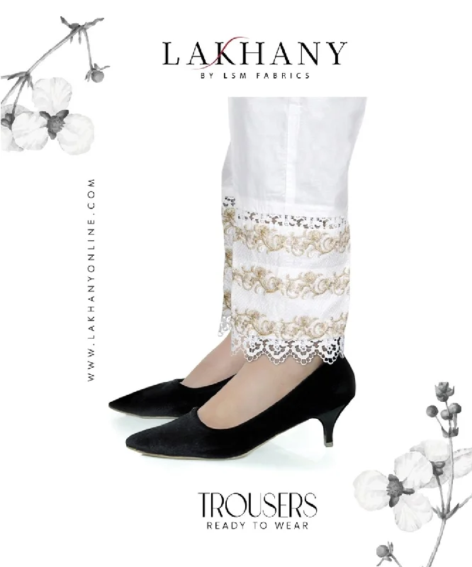 Lakhany 01 Piece Embroidered Stitched Trousers LSM-T-1980-White Trousers Ceremony Elegant Lakhany 01 Piece Embroidered Stitched Trousers LSM-T-1980-White Trousers Ceremony Elegant