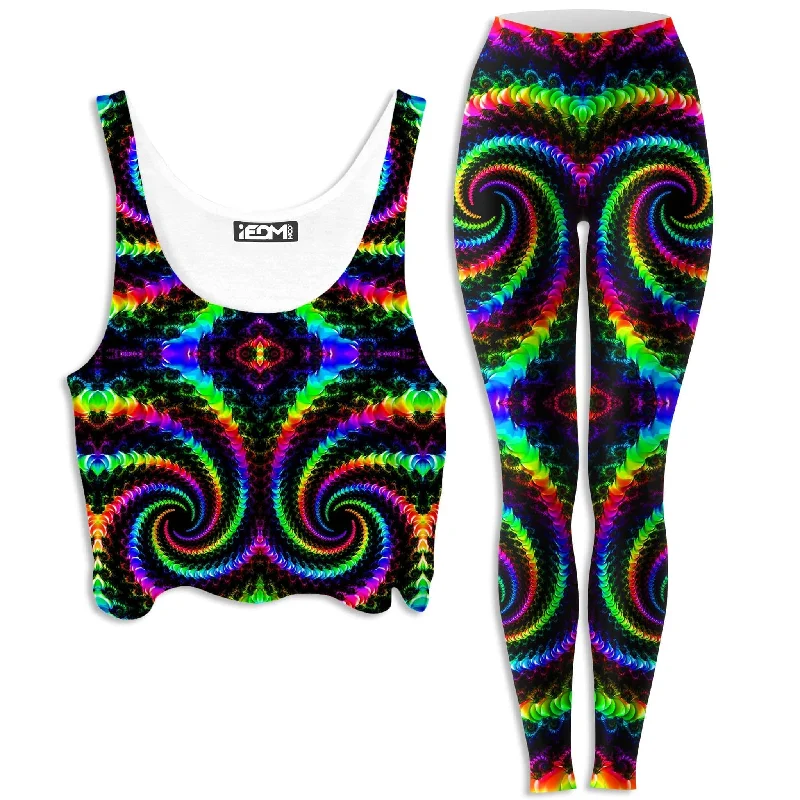 Fractaled Vision Crop Top and Leggings Combo Denim Fabric Leather Fabric Suede Fabric Fractaled Vision Crop Top and Leggings Combo Denim Fabric Leather Fabric Suede Fabric