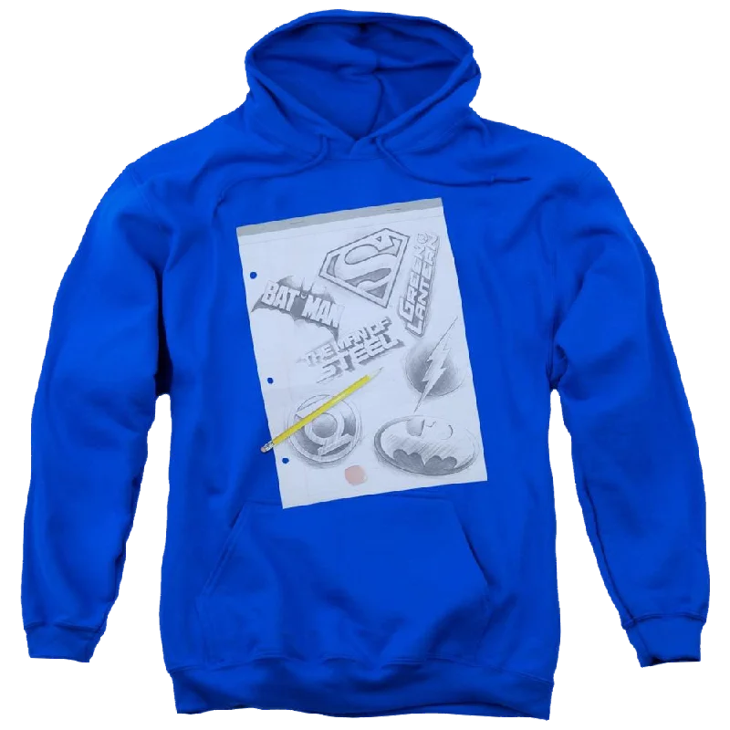 DC Comics Logo Note Paper - Pullover Hoodie Shawl Collar Sweater