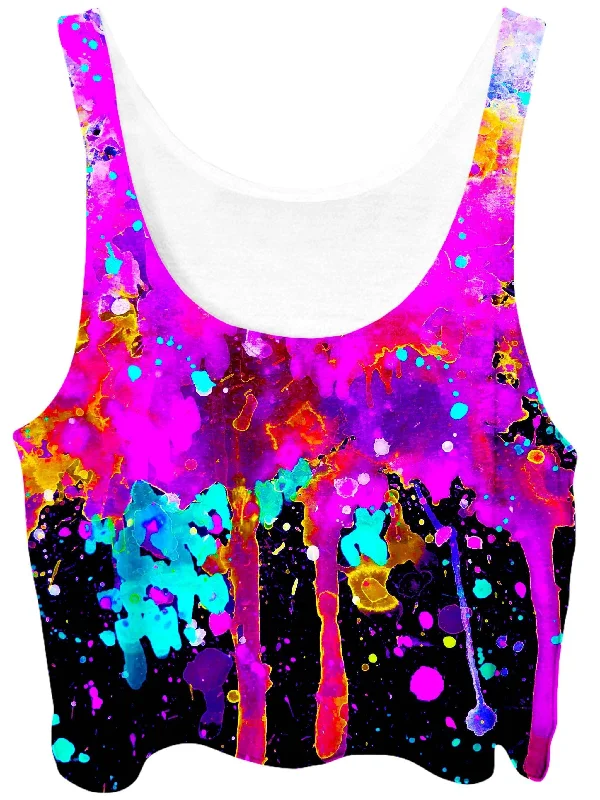 Abstract 2 Crop Top Collared Crew Neck Turtle Neck