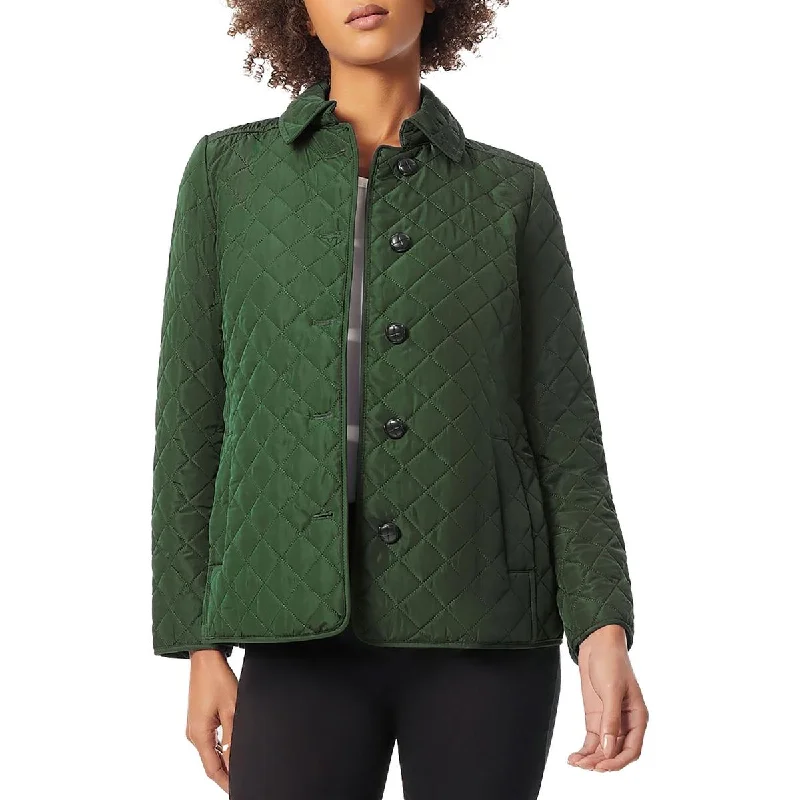 Jones New York Womens Collar  Quilted Coat Boat Shawl Notched