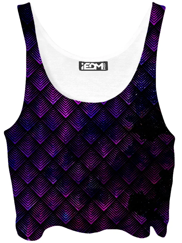 Galactic Dragon Scale Purple Crop Top Anti-Shrink Durable Soft