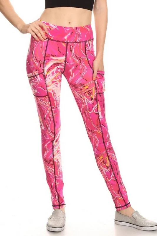 Abstract Light Streak Active Leggings Cozy Warmth Leggings