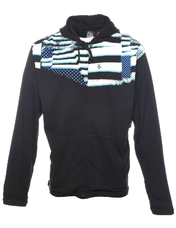 Black Y2K Volcom Hoodie - XL Hoodie with V-Neck Classic Versatile
