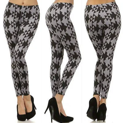Leggings Geometric Gray Black Full Long Length Stretch Skinny New Womens Comfortable Bootcut Workout Leggings Leggings Geometric Gray Black Full Long Length Stretch Skinny New Womens Comfortable Bootcut Workout Leggings
