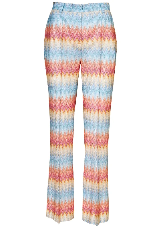 Flared Multicolour Chevron Trousers Trousers Canvas Durable