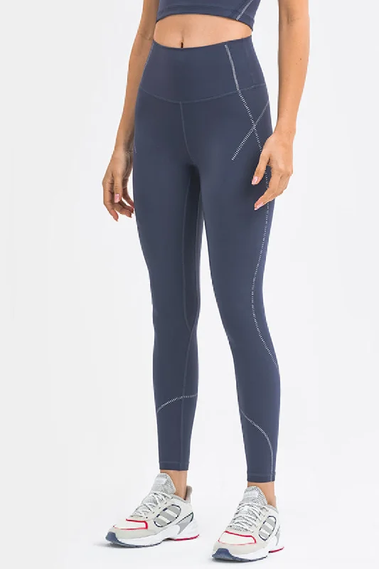 Striped Print Sports Leggings Cozy Oversized Leggings