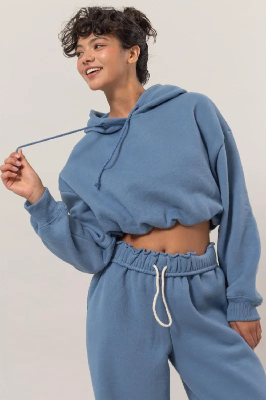 Hazel Blues® | HYFVE Bubble Hem Cropped Hoodie Hoodie with Hem Drawcord Adjustable Customizable Hazel Blues® | HYFVE Bubble Hem Cropped Hoodie Hoodie with Hem Drawcord Adjustable Customizable