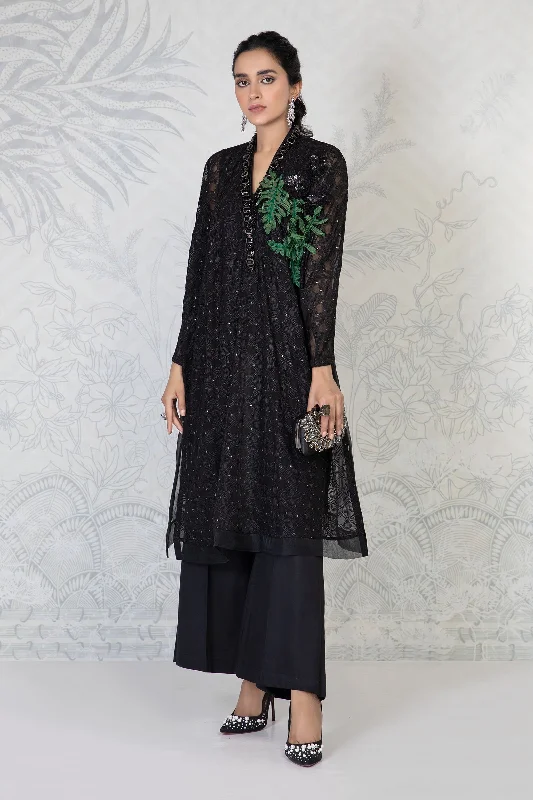 Premium Kameez Trouser Dupatta Pakistani Black Dress Trousers Silk Elegant